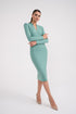 Long Sleeves Neck Detailed Pencil Skirt Dress